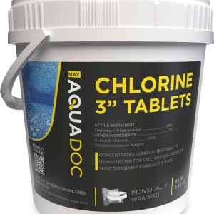 Pool Chlorine Tablets 3 Inch - Paraben Free Swimming Pool Chlorine Tablets - Made in USA - AquaDoc 8lbs